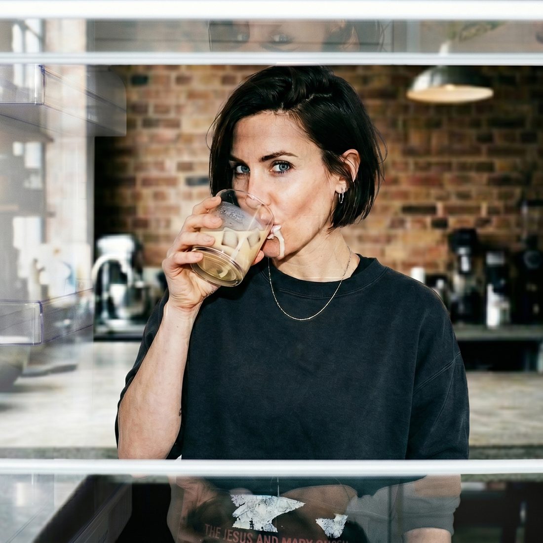 A glass of Dirty Cow cream liqueur over ice